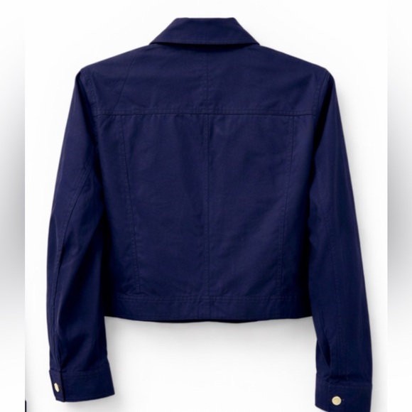 Jones New York Navy Cropped Utility Jacket Gold Zip NWT Size XL - Picture 4 of 7